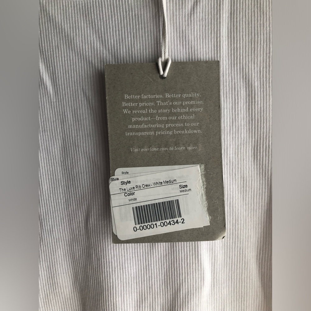 New Everlane The Luxe Rib Crew Top White Medium Short Sleeve - Picture 11 of 14